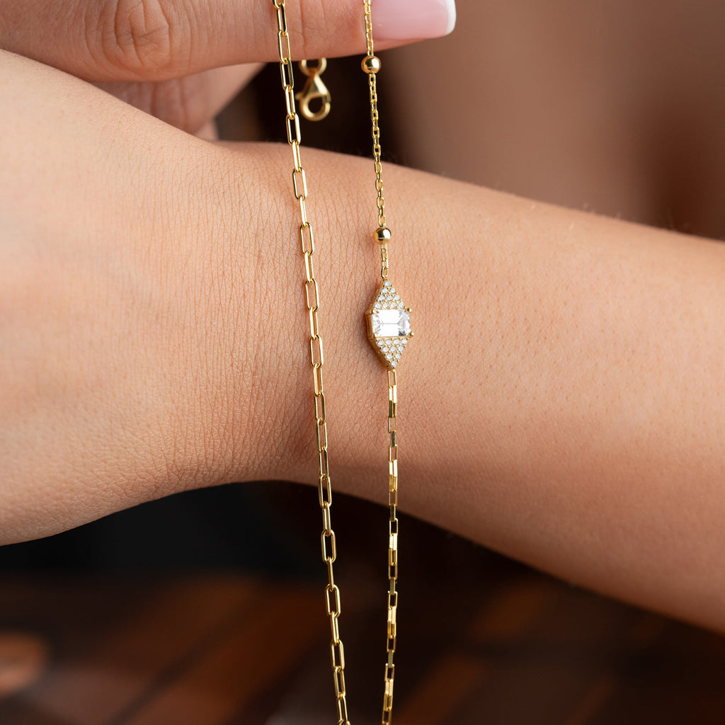 DUO ZİRKONIA STEIN BAGUETTE ARMKETTE | 925 SILBER