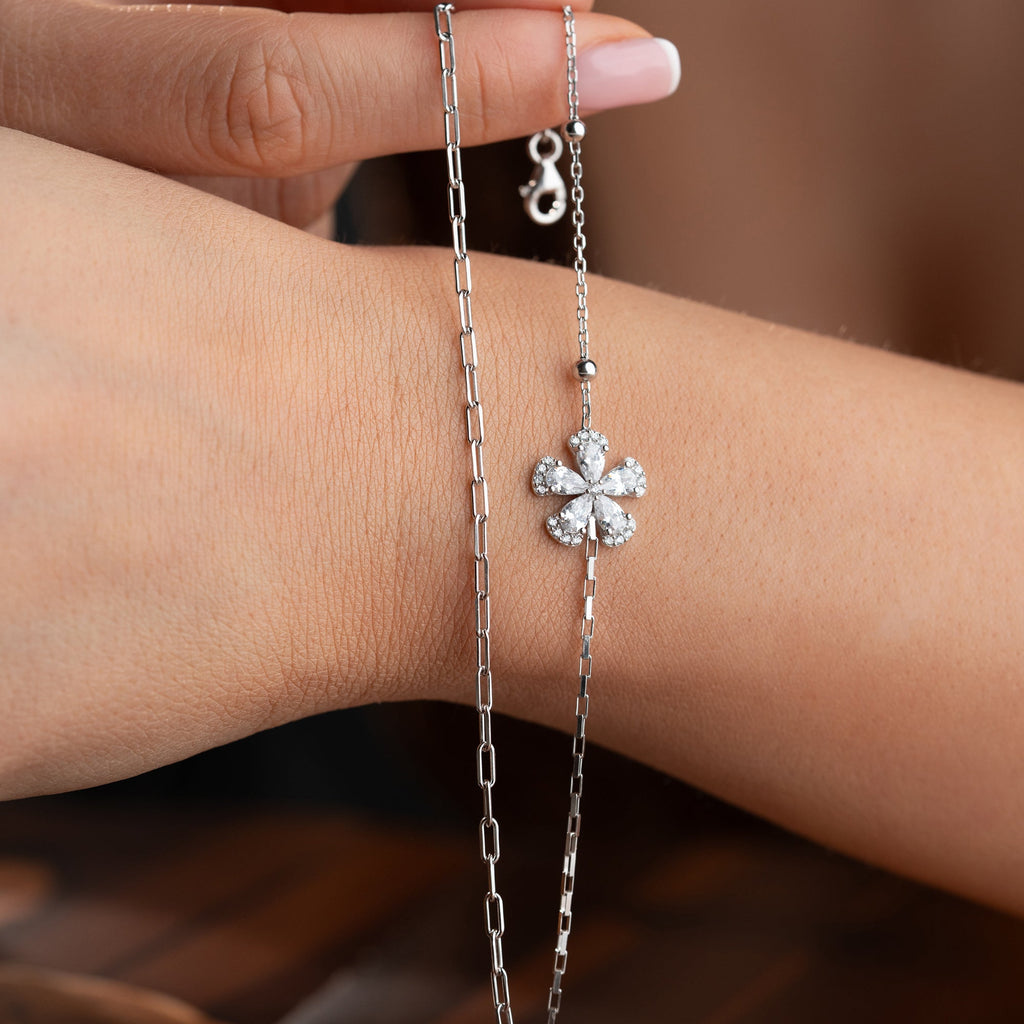 DUO BLUME ARMKETTE | 925 SILBER