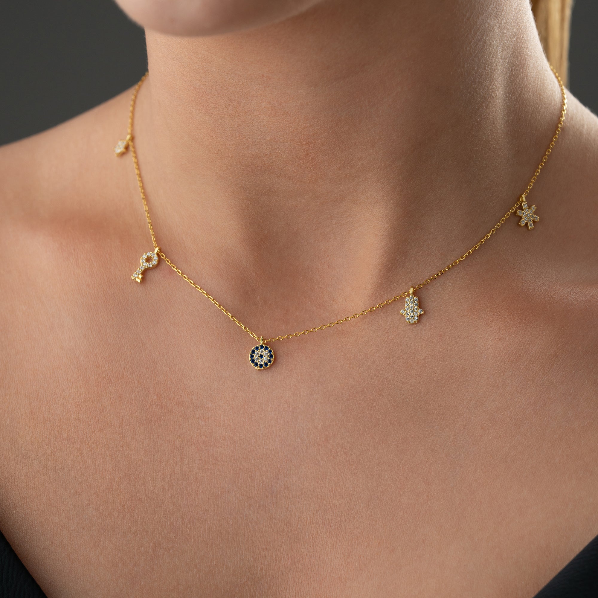 NAZAR CHARM KETTE aus 925 Silber - Eleganter Halskette - AURIME