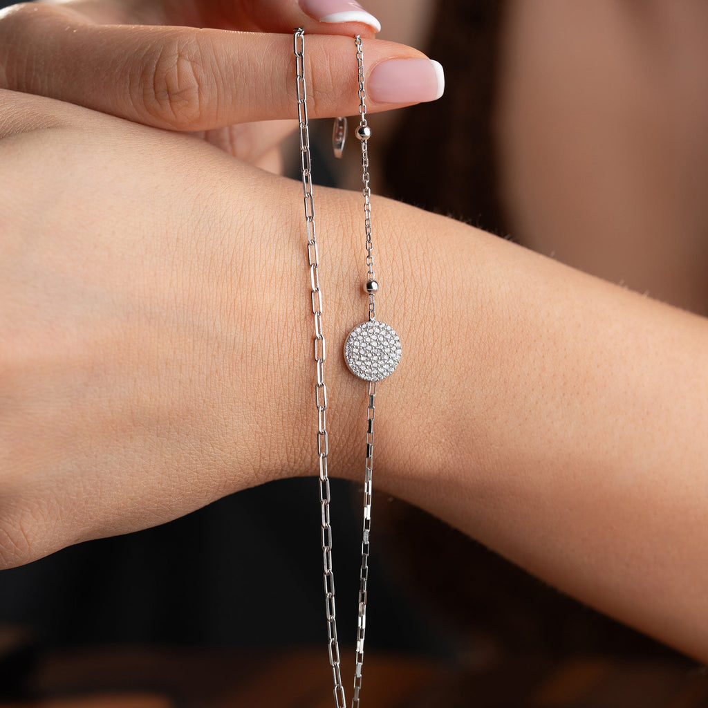 DOPPELTER ZİRKONSTEİN ARMKETTE | 925 SILBER