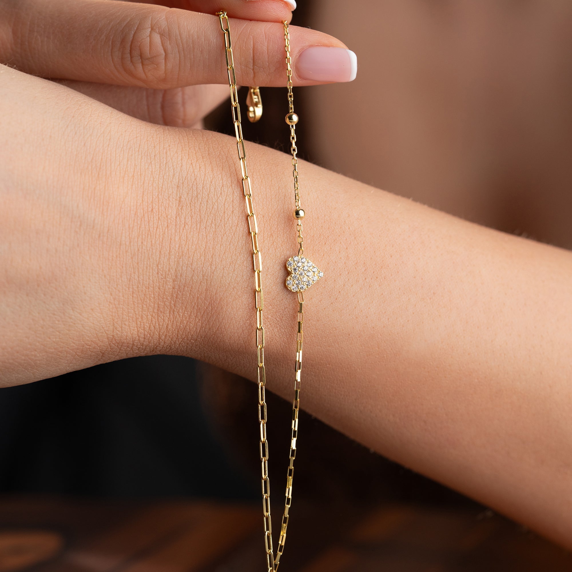 DUO HERZ ARMKETTE | 925 SILBER