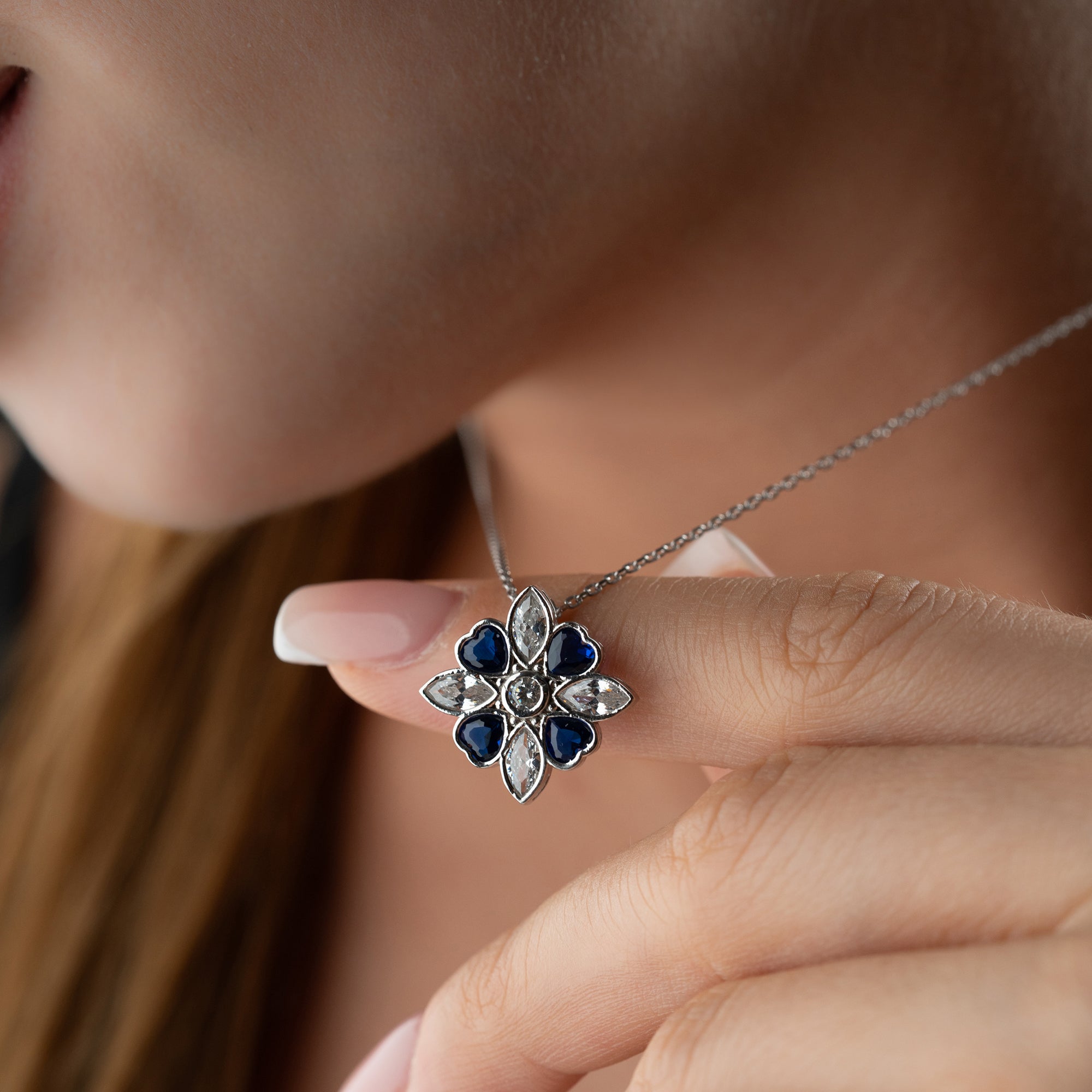 MIGOK BLUE KETTE aus 925 Silber - Eleganter Halskette - AURIME