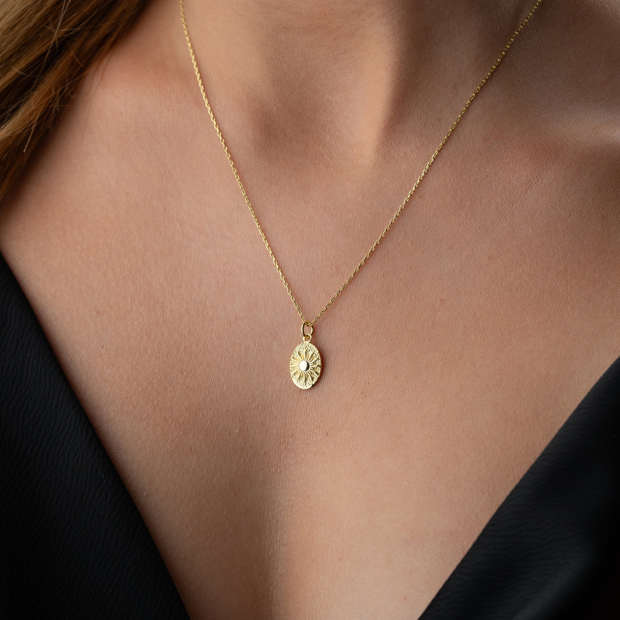 SUN OVAL KETTE aus 925 Silber - Eleganter Halskette - AURIME