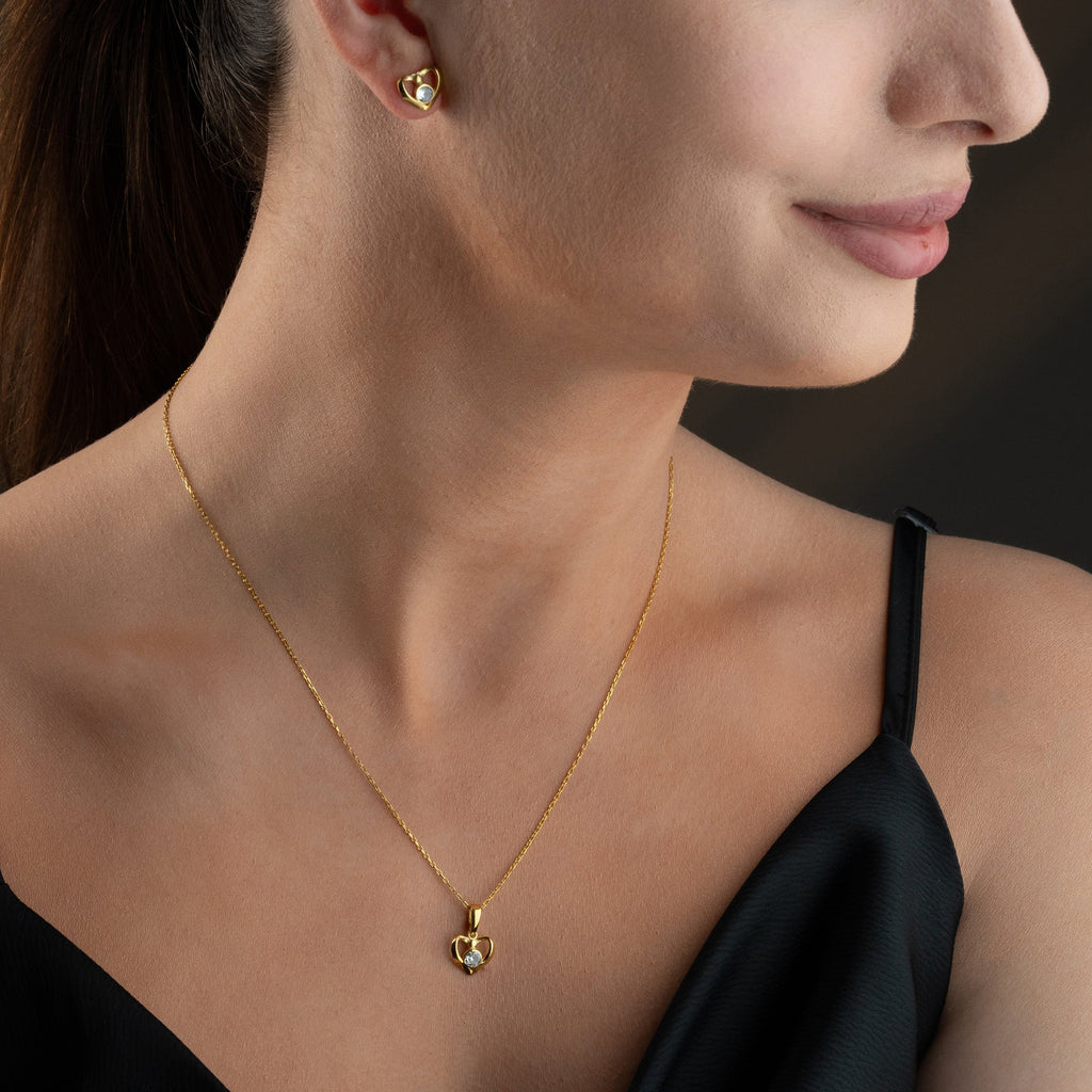 HERZ MIT STEINEN SET | 925 SILBER