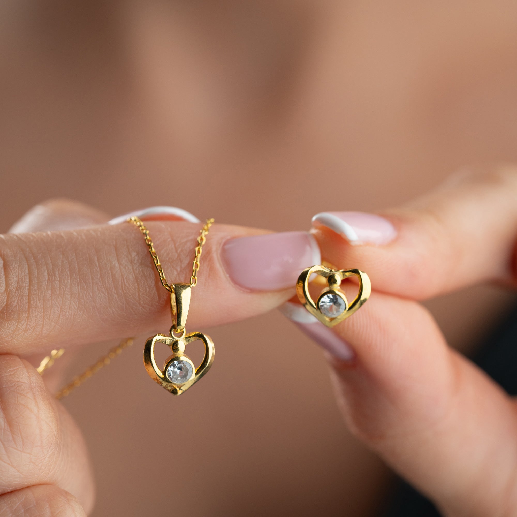 HERZ MIT STEINEN SET | 925 SILBER