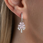 LILA STEINBLUME OHRRINGE | 925 SILBER