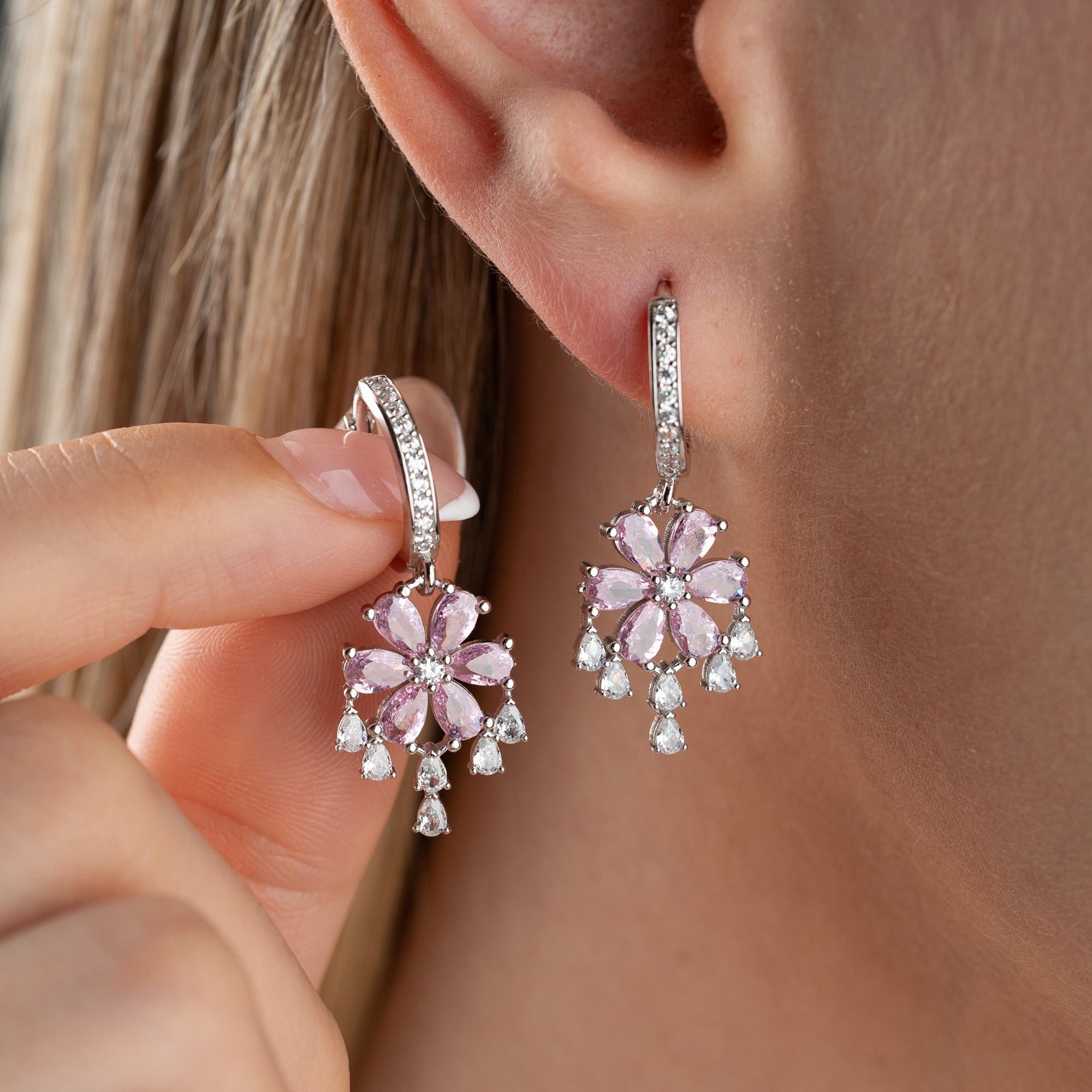LILA STEINBLUME OHRRINGE | 925 SILBER