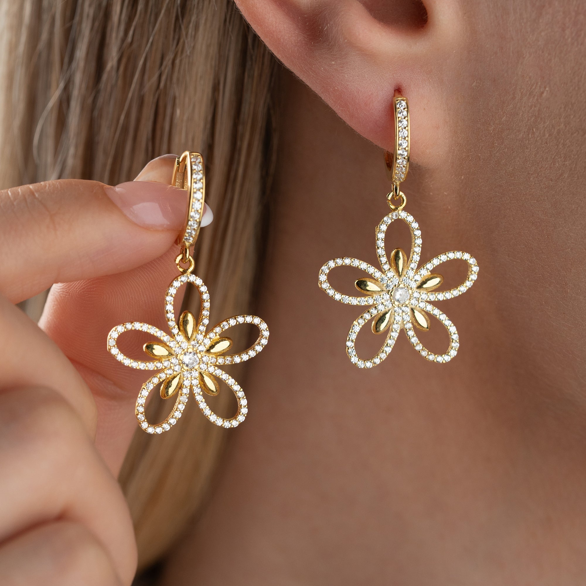 STEINGÄNSEBLÜMCHEN OHRRINGE | 925 SILBER