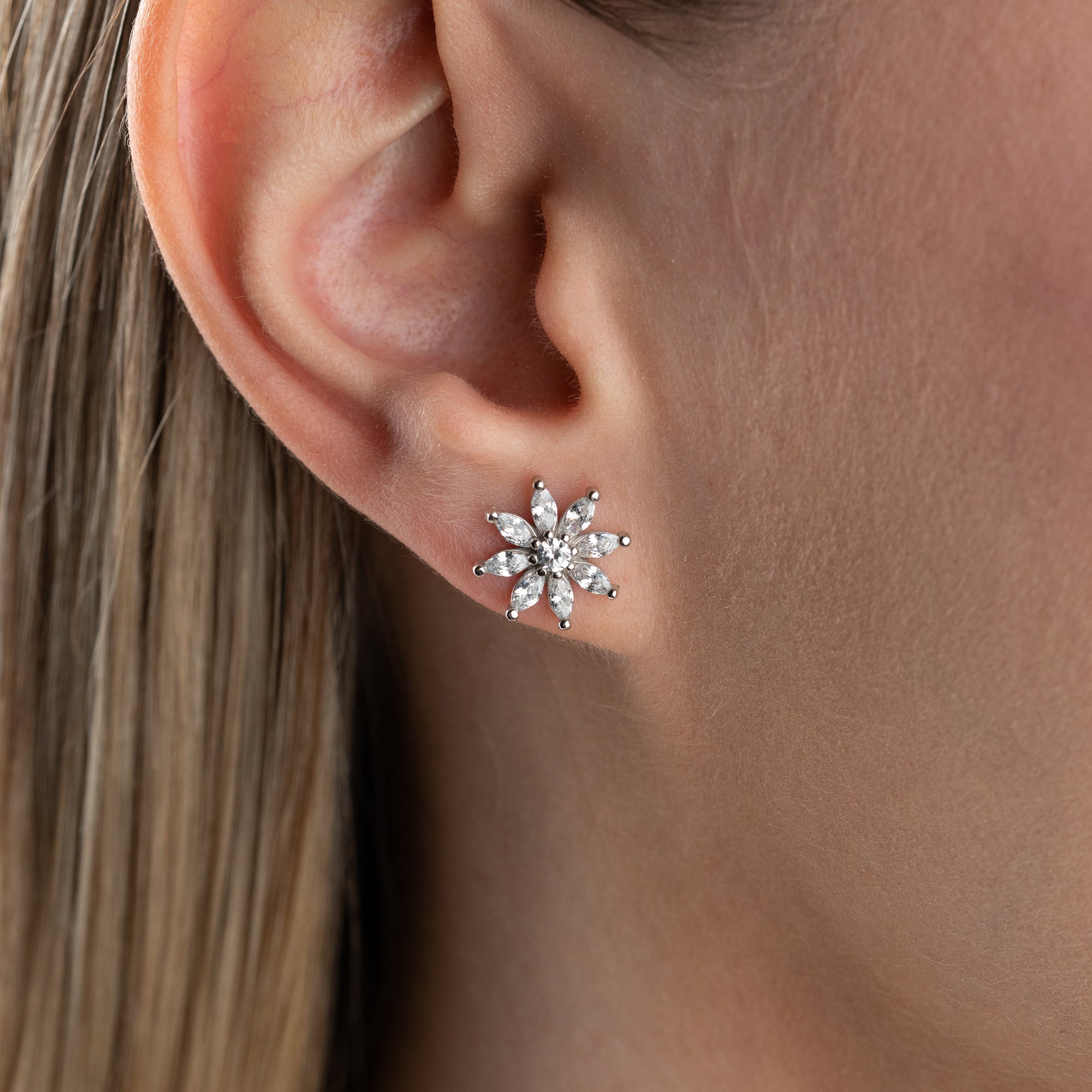 SHUTTLE STEINBLUME  OHRRINGE | 925 SILBER