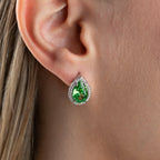 DROP SMARAGDSTEIN   OHRRINGE | 925 SILBER
