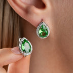 DROP SMARAGDSTEIN   OHRRINGE | 925 SILBER