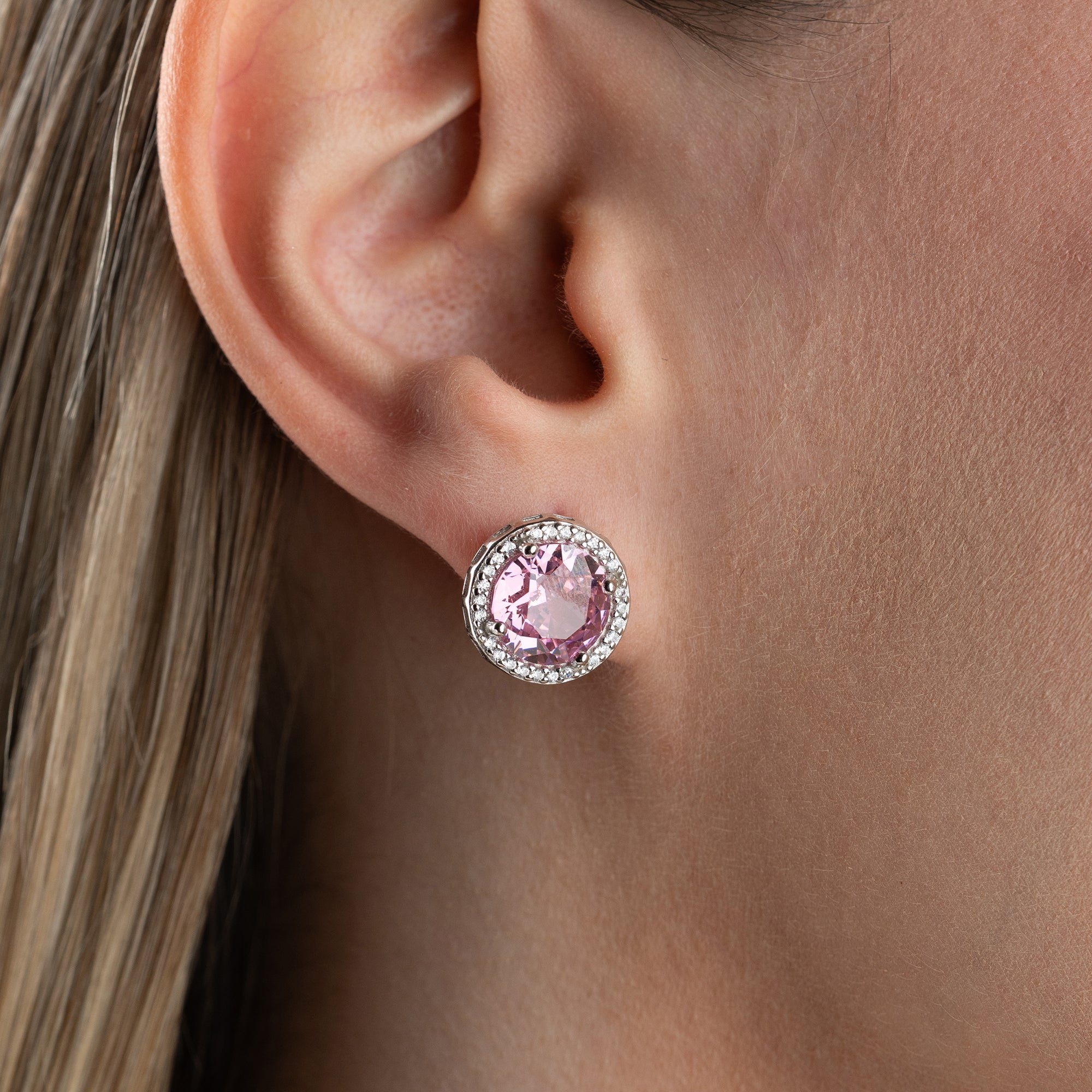 ROSASTEIN  OHRRINGE | 925 SILBER