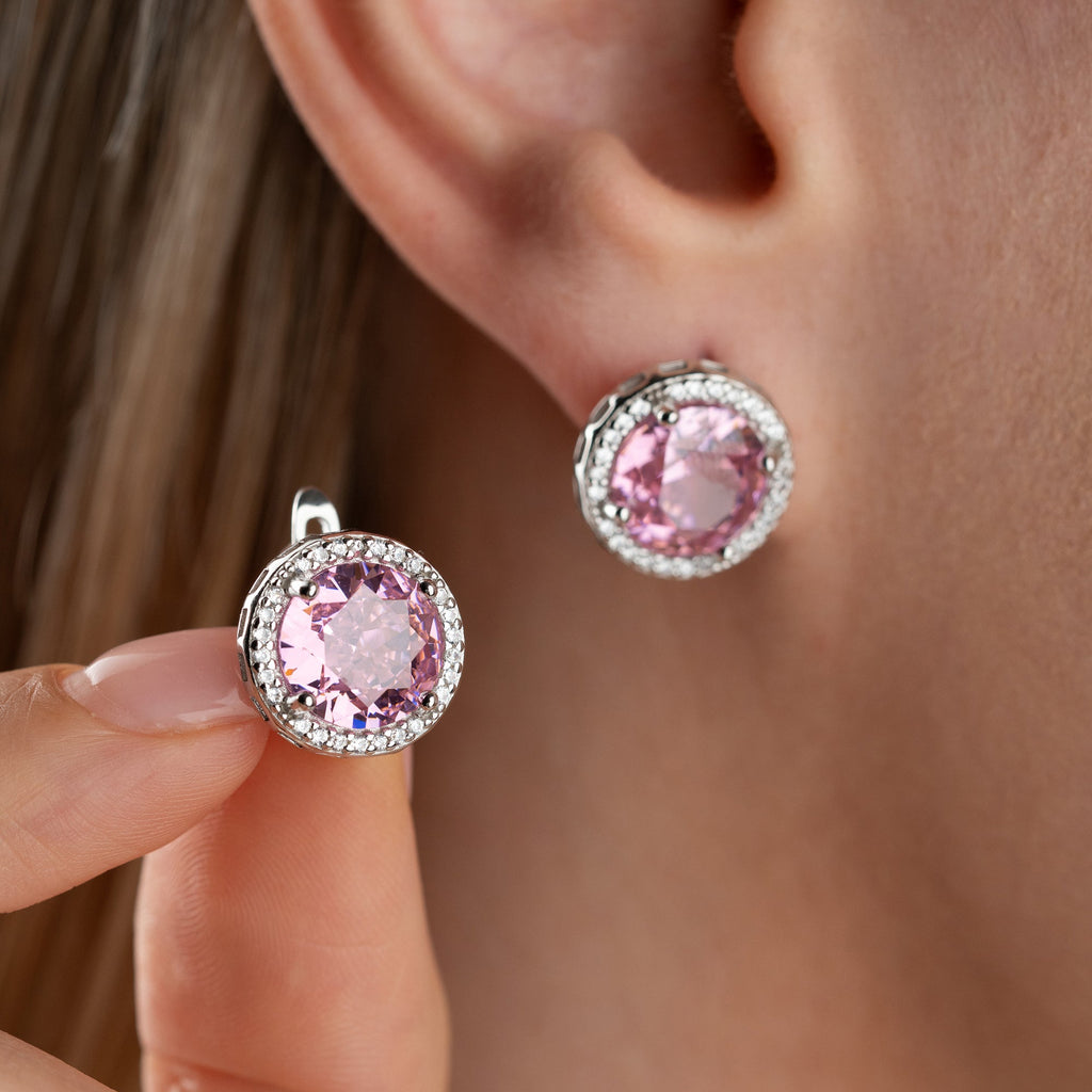 ROSASTEIN  OHRRINGE | 925 SILBER