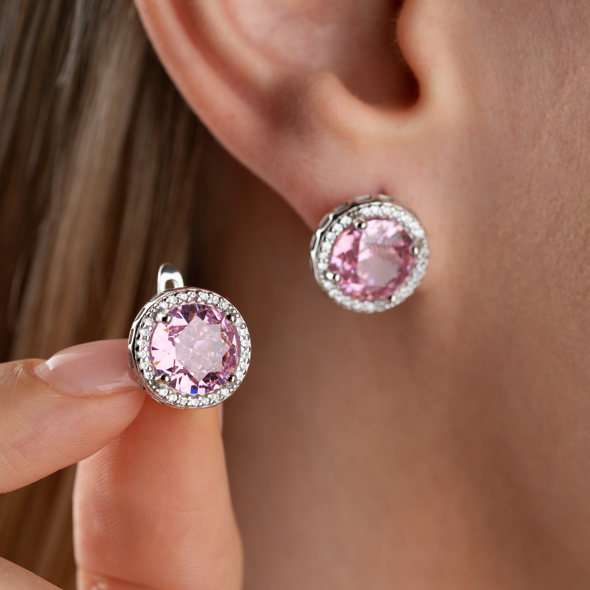 ROSASTEIN  OHRRINGE | 925 SILBER
