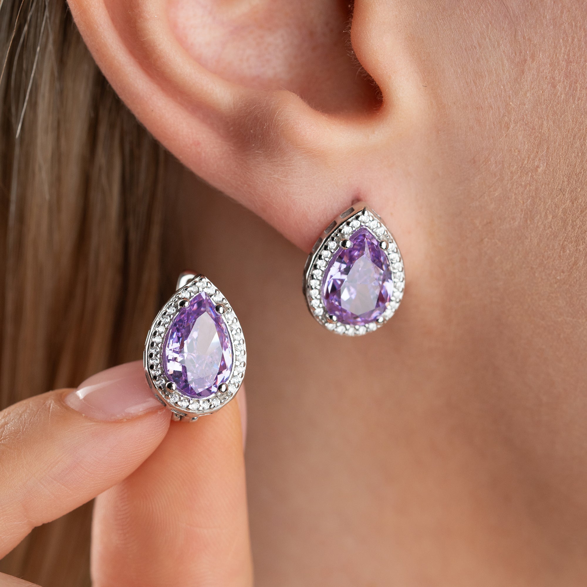 AMETHYSTSTEIN  OHRRINGE | 925 SILBER
