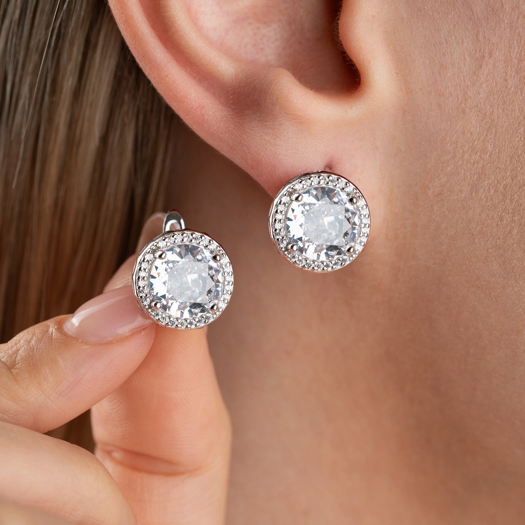 DIAMANDSTEIN  OHRRINGE | 925 SILBER