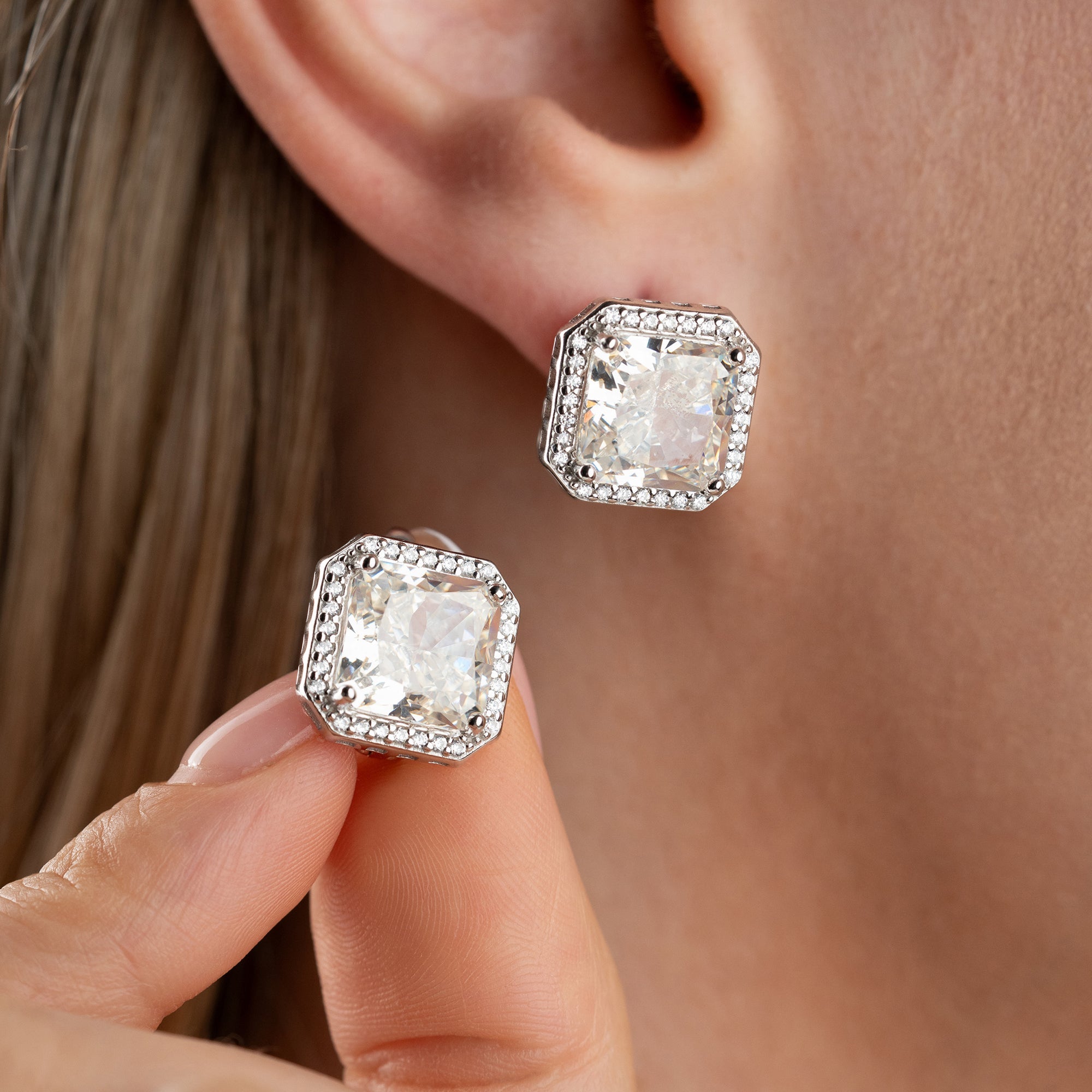 DIAMANTSTEIN  OHRRINGE | 925 SILBER