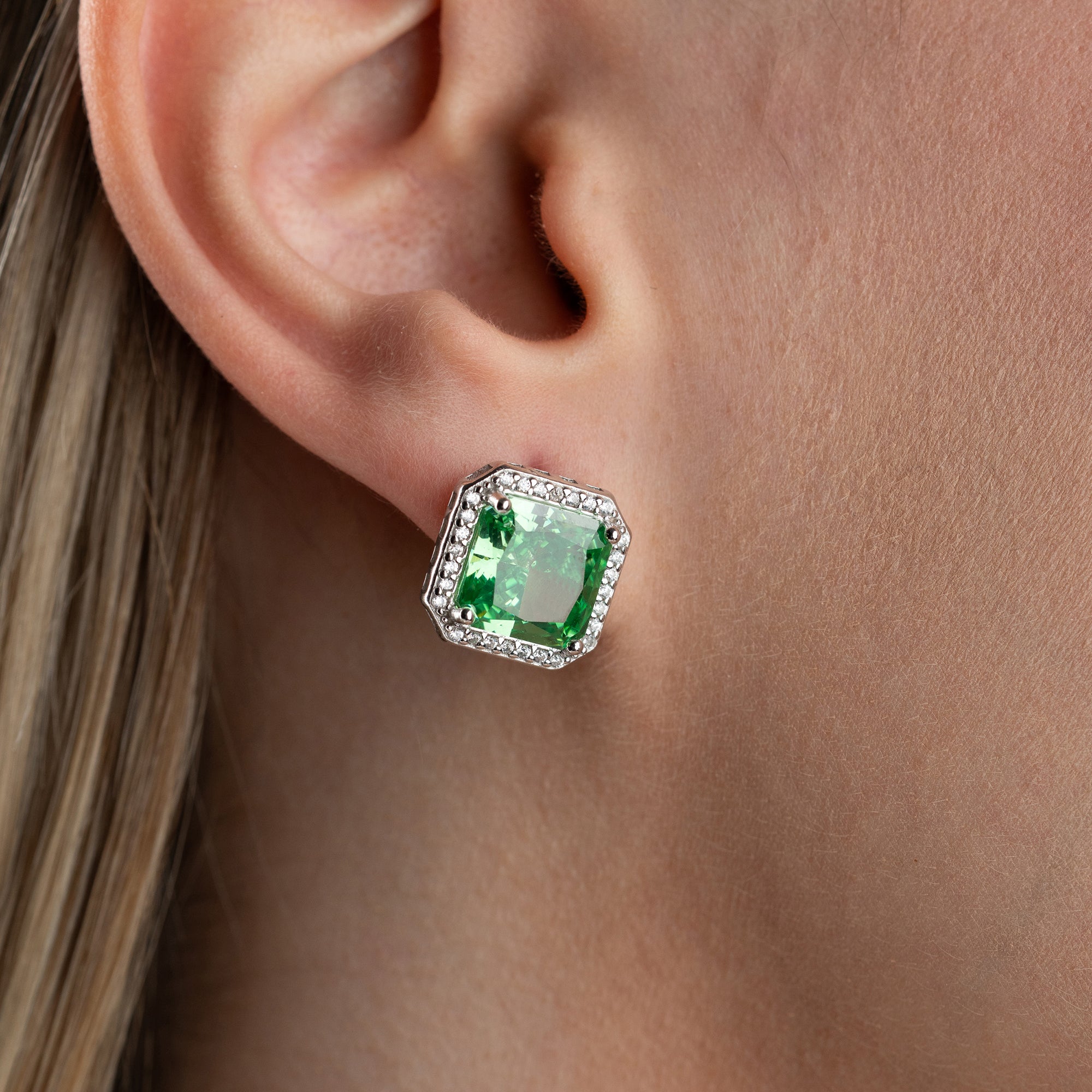 SMARAGDSTEIN  OHRRINGE | 925 SILBER