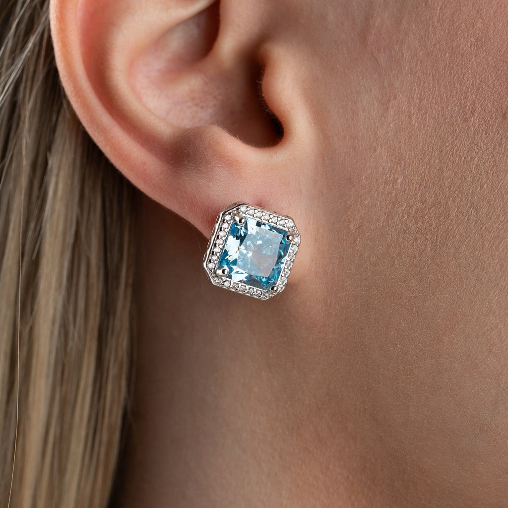 BLAUTOPASSTEIN OHRRINGE | 925 SILBER