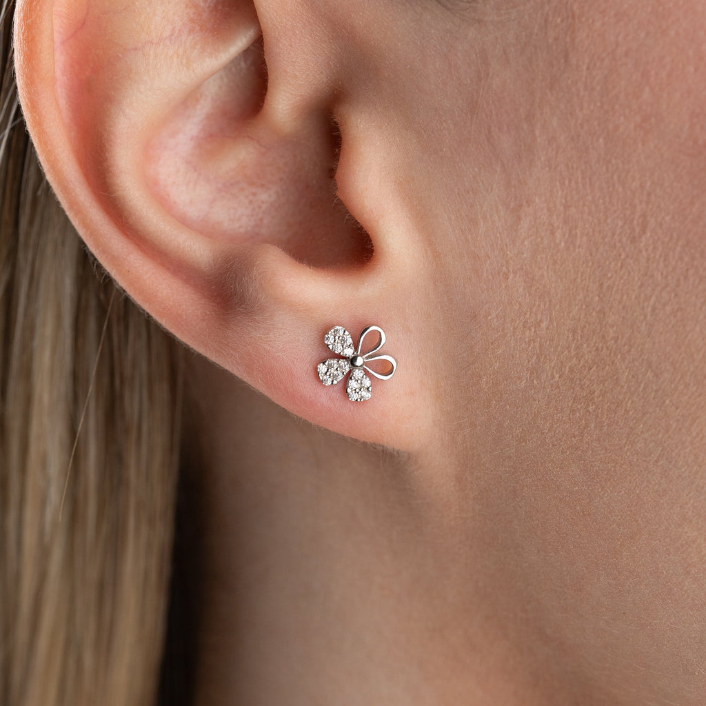 STEINIGE BLUME OHRRINGE | 925 SILBER