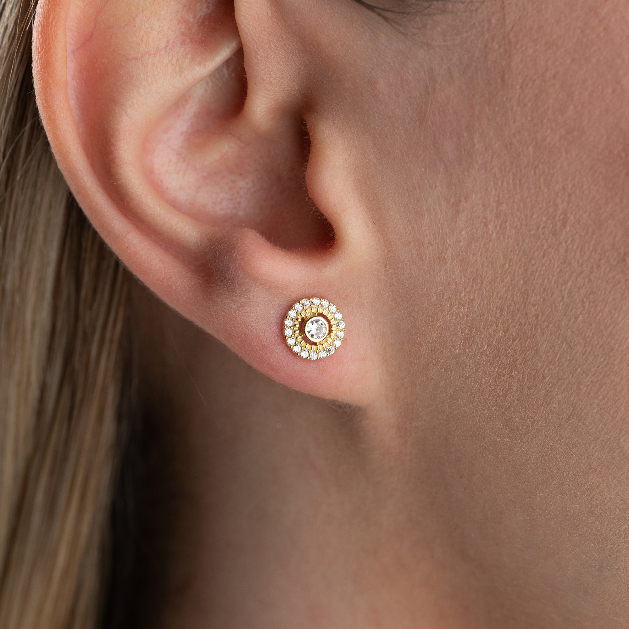 SOLITARRING MIT ZIRKONSTEIN OHRRINGE | 925 SILBER