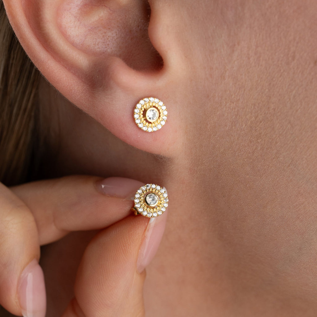 SOLITARRING MIT ZIRKONSTEIN OHRRINGE | 925 SILBER