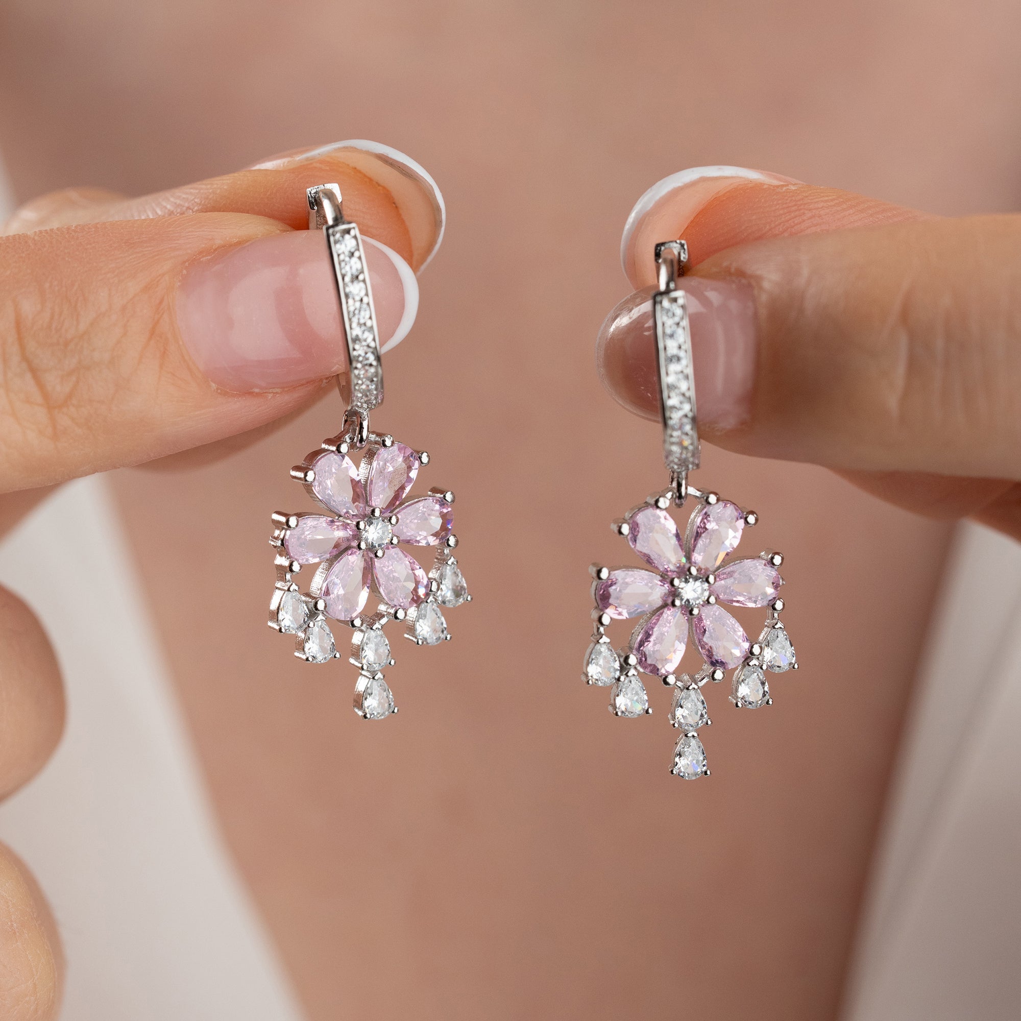 LILA STEINBLUME OHRRINGE | 925 SILBER