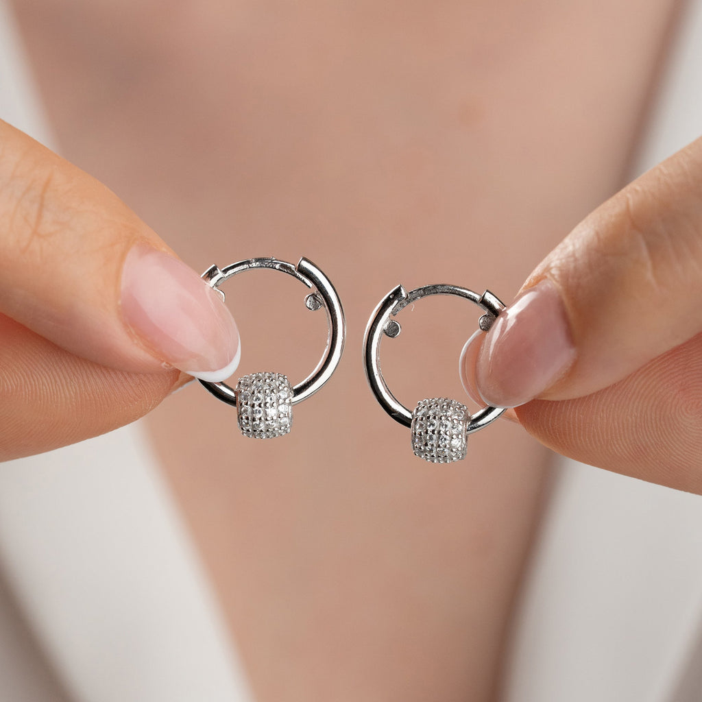 RUND MIT STEINEN OHRRINGE | 925 SILBER