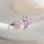 MINIMALISTISCHE BLUME AUS SILBER MIT ROSA STEIN OHRRINGE | 925 SILBER
