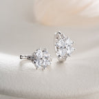 MINIMALISTISCHE BLUME AUS SILBER MIT KRISTALLSTEIN OHRRINGE | 925 SILBER