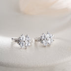 MINIMALISTISCHE BLUME AUS SILBER MIT KRISTALLSTEIN OHRRINGE | 925 SILBER