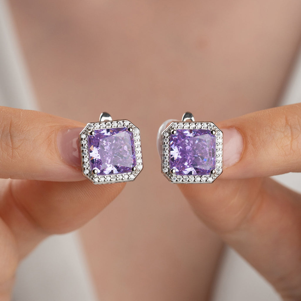 AMETHYSTSTEIN OHRRINGE | 925 SILBER