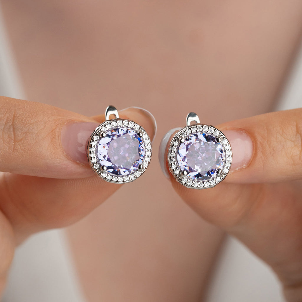 AMETHYSTSTEIN OHRRINGE | 925 SILBER