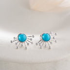 BLAUE EMAILLIERTE KUGEL OHRRINGE | 925 SILBER
