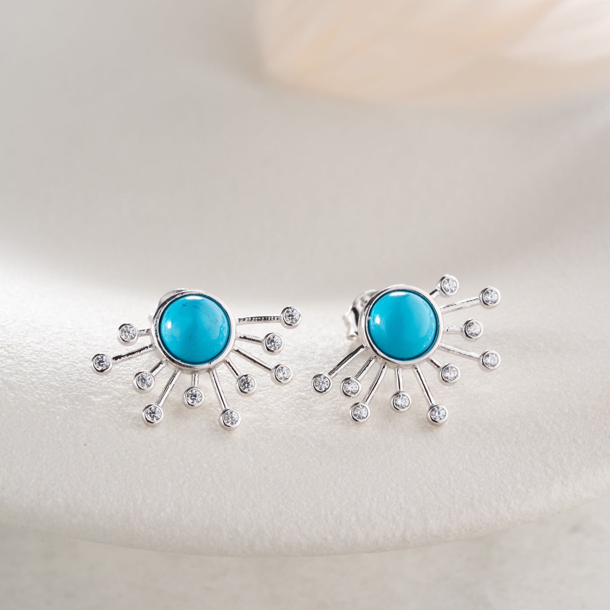 BLAUE EMAILLIERTE KUGEL OHRRINGE | 925 SILBER