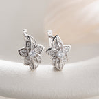 MINIMALISTISCHE SILBERBLUME MIT STEIN OHRRINGE | 925 SILBER