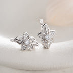 MINIMALISTISCHE SILBERBLUME MIT STEIN OHRRINGE | 925 SILBER