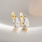 MINIMALISTISCH MIT MARQUISE-STEIN GOLD OHRRINGE | 925 SILBER