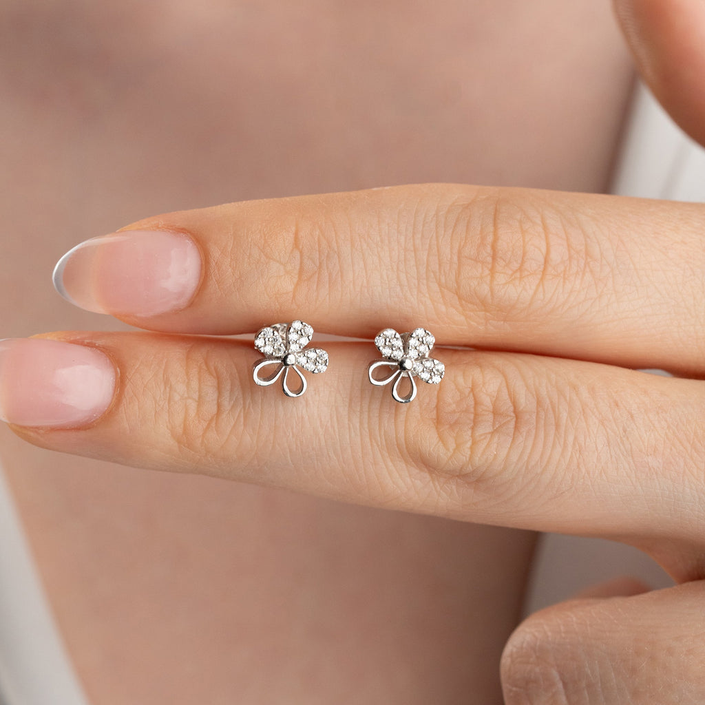 STEINIGE BLUME OHRRINGE | 925 SILBER