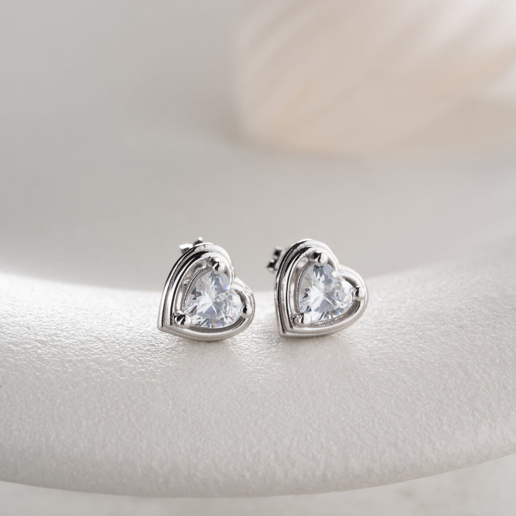 MINIMALISTISCHES SILBERHERZ OHRRINGE | 925 SILBER