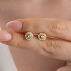 SOLITARRING MIT ZIRKONSTEIN OHRRINGE | 925 SILBER
