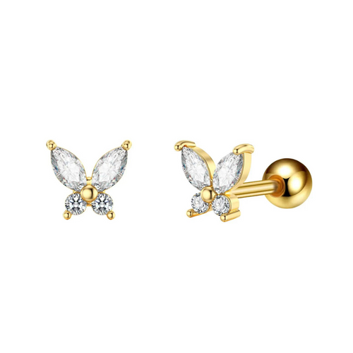 Schmetterlings-Piercing aus 925 Silber von AURIME, detailliertes Schmuckstück mit filigranem Design.