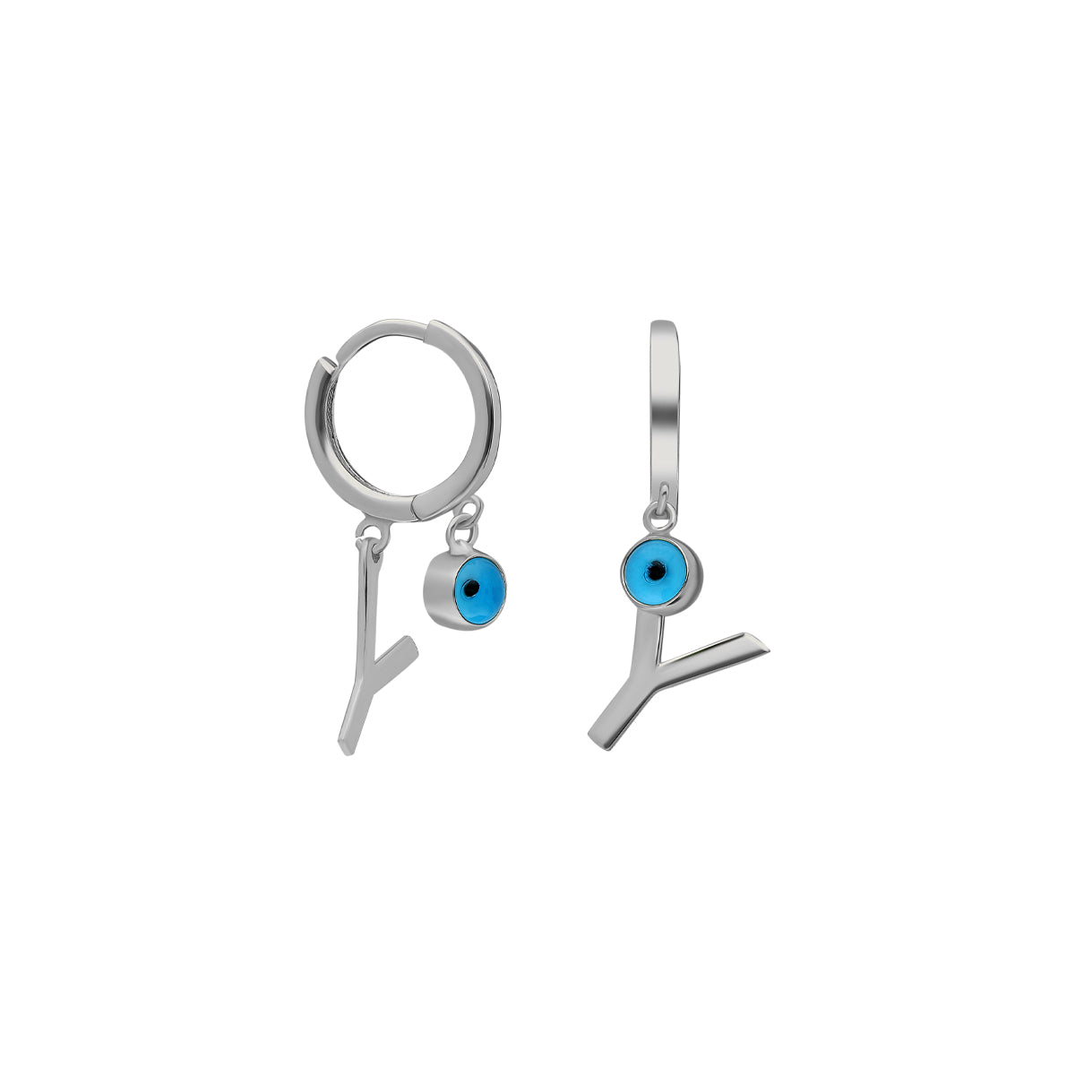 OHRRING MIT NAZAR UND BUCHSTABE aus 925 Silber - Eleganter Ohrringe - AURIME