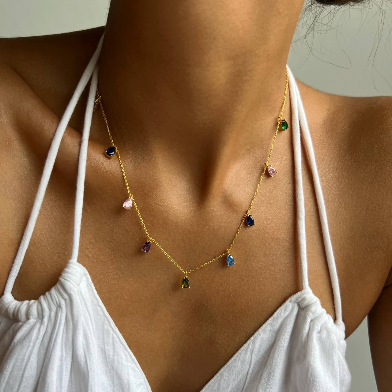 COLORFULL DROP HALSKETTE aus 925 Silber - Eleganter Halskette - AURIME