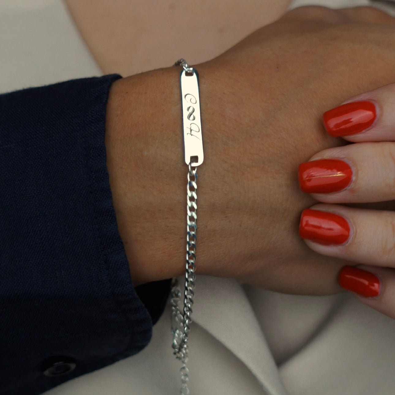 COUPLE GRAVUR BASIC BRACELET aus 925 Silber - Hochwertiger Schmuck - AURIME