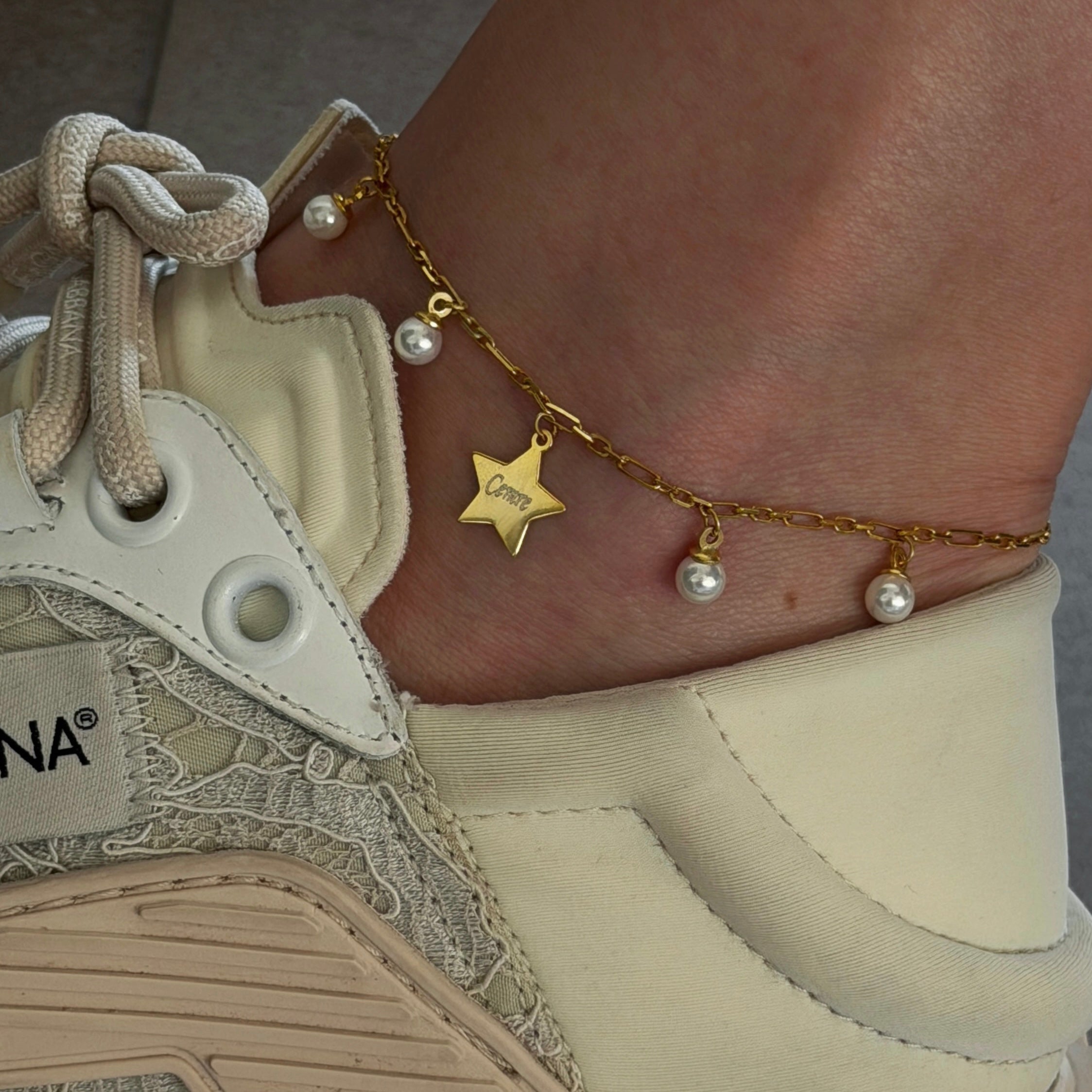 PEARL STAR FUSSKETTE | 925 SILBER