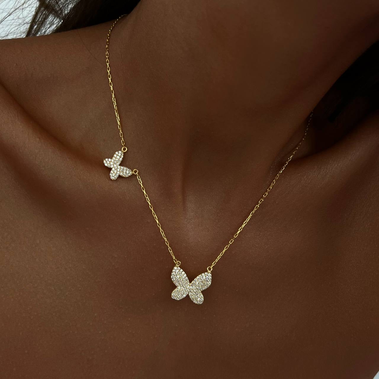BUTTERFLY DUO NECKLACE aus 925 Silber - Hochwertiger Schmuck - AURIME