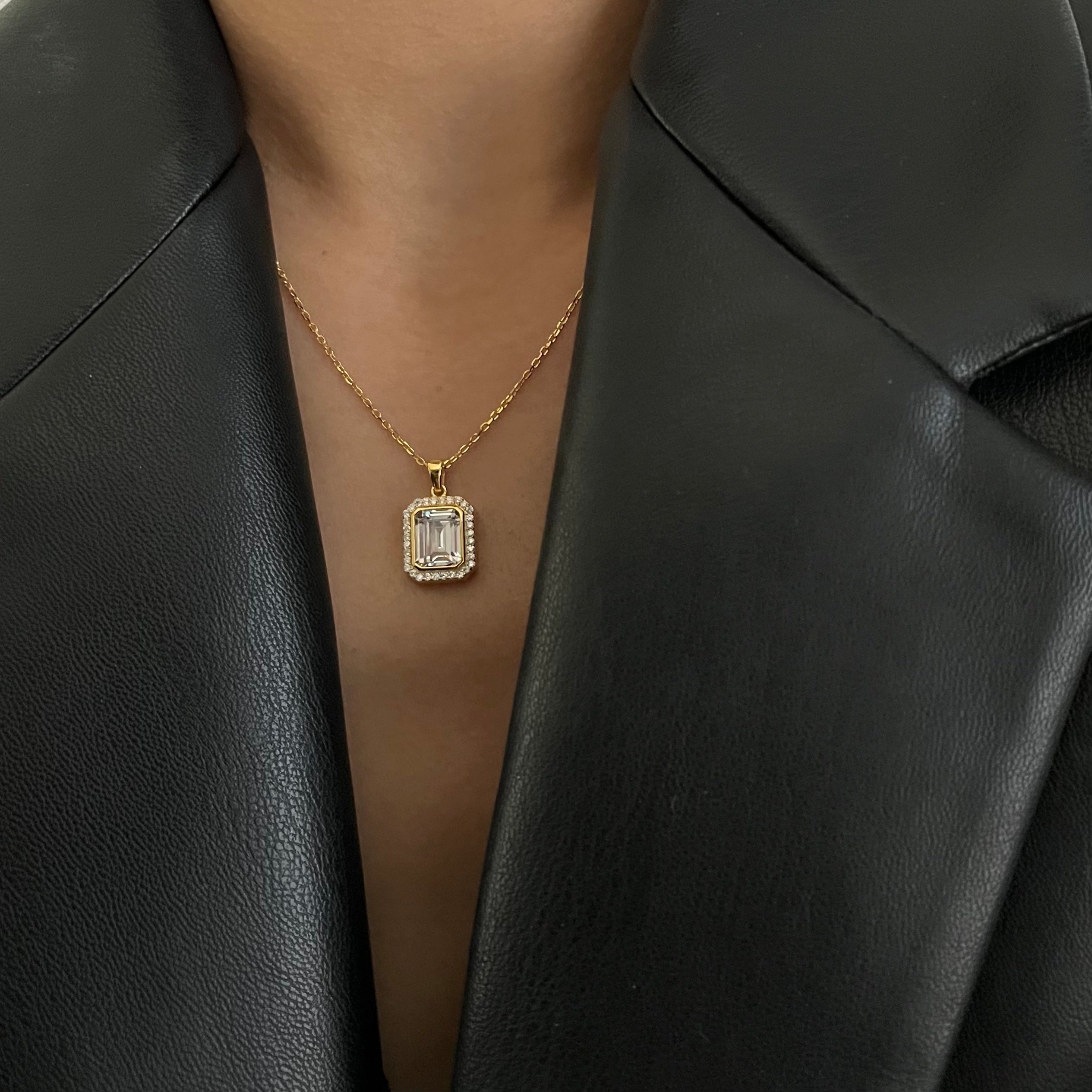 BAGUETTE ZIRKONIA KETTE 2 aus 925 Silber - Eleganter Halskette - AURIME