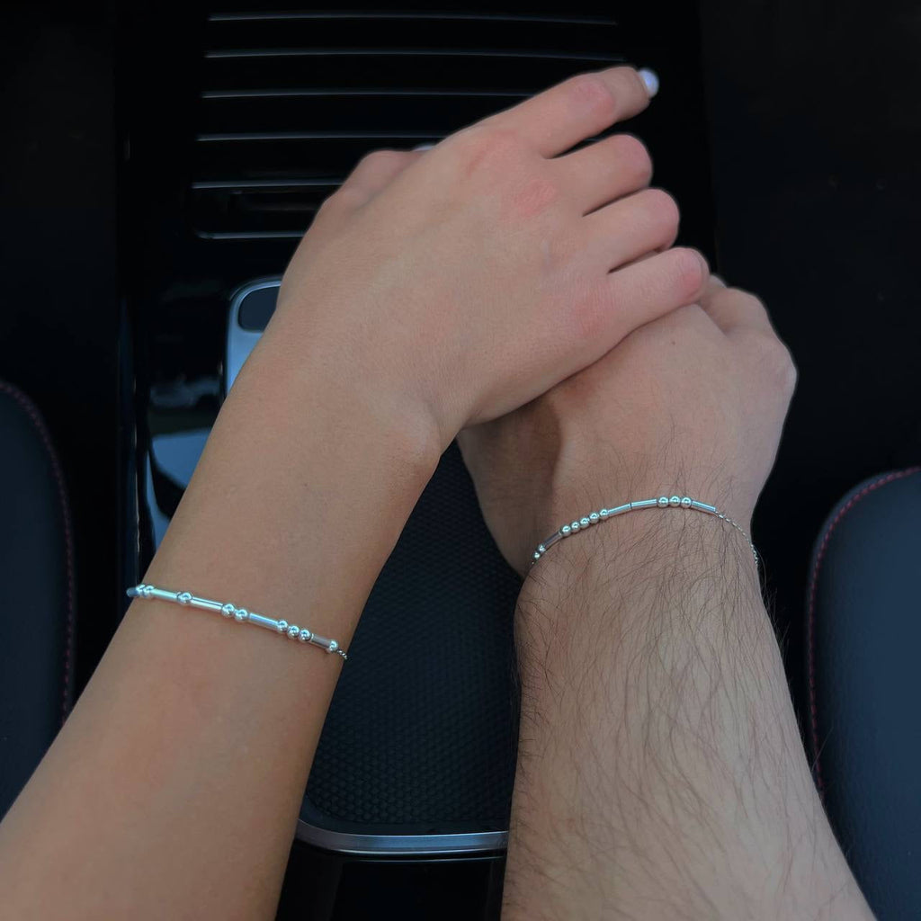MORSECODE PARTNERARMBAND II aus 925 Silber - Eleganter Armband - AURIME