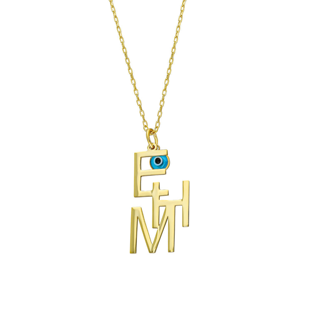 TRIO INITIALEN NECKLACE MIT NAZAR aus 925 Silber - Hochwertiger Schmuck - AURIME